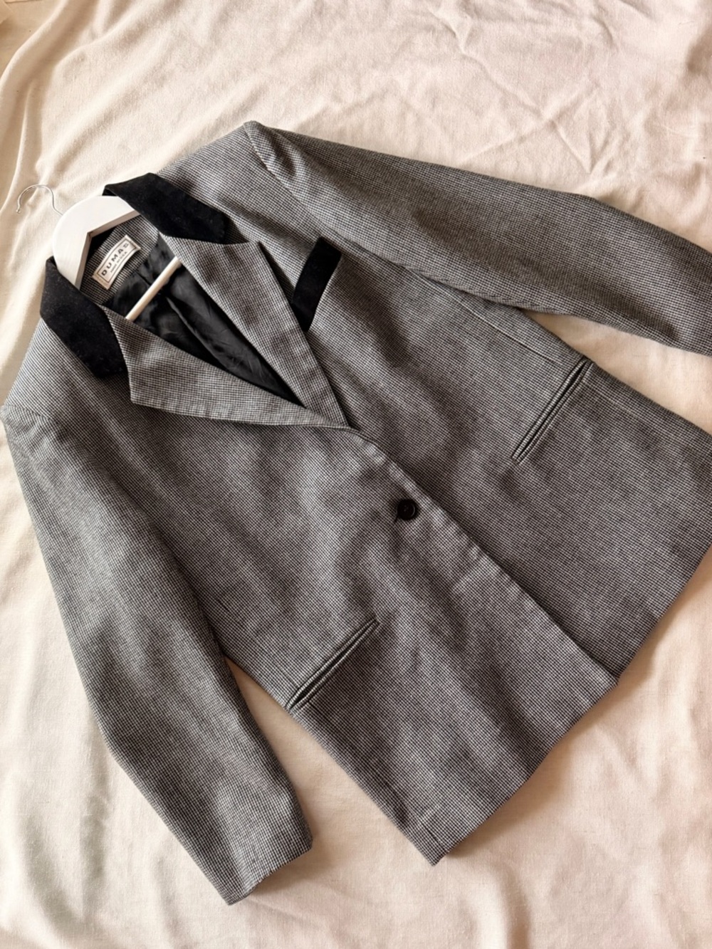 Women's Gray Blazer twith Black Velvet Trim - Classic Tailored Fit